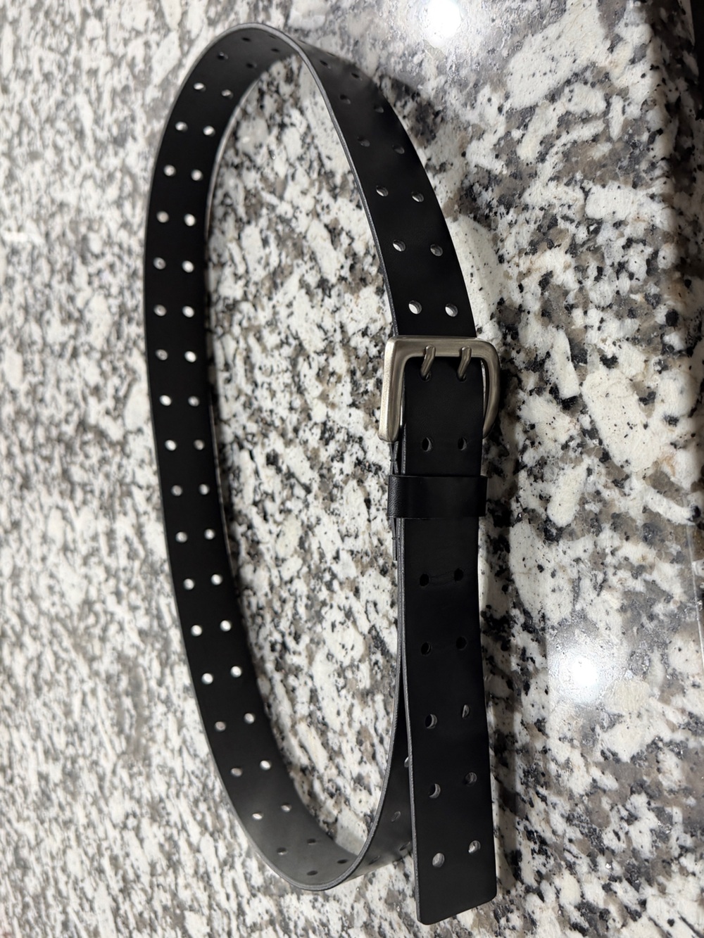 Mens Black Double-Row Grommet Belt